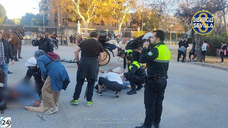 Accidente en Parque de María Luisa de Sevilla: Cinco heridos, incluyendo a dos menores, tras vuelco de coche de caballos.
