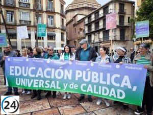 Por Andalucía insta a la Junta a revisar su enfoque educativo y denuncia su intento de privatización.