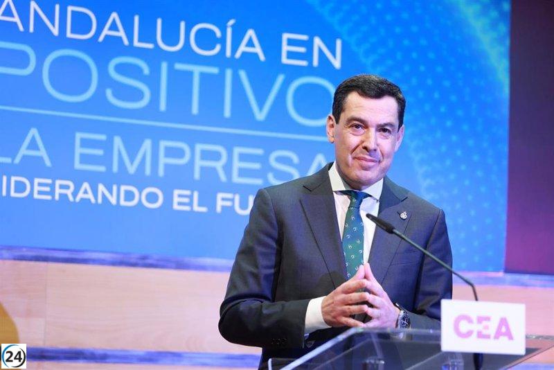 Moreno sugiere un giro hacia Asia por los aranceles de Trump que afectan las proyecciones de crecimiento de Andalucía.
