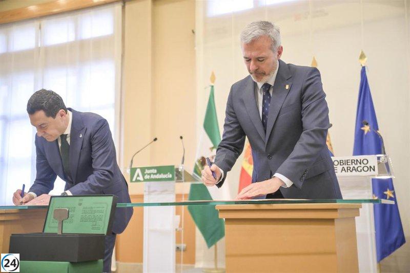 Moreno y Azcón sellan acuerdo para la autopista ferroviaria Algeciras-Zaragoza, exigiendo respaldo del Gobierno.