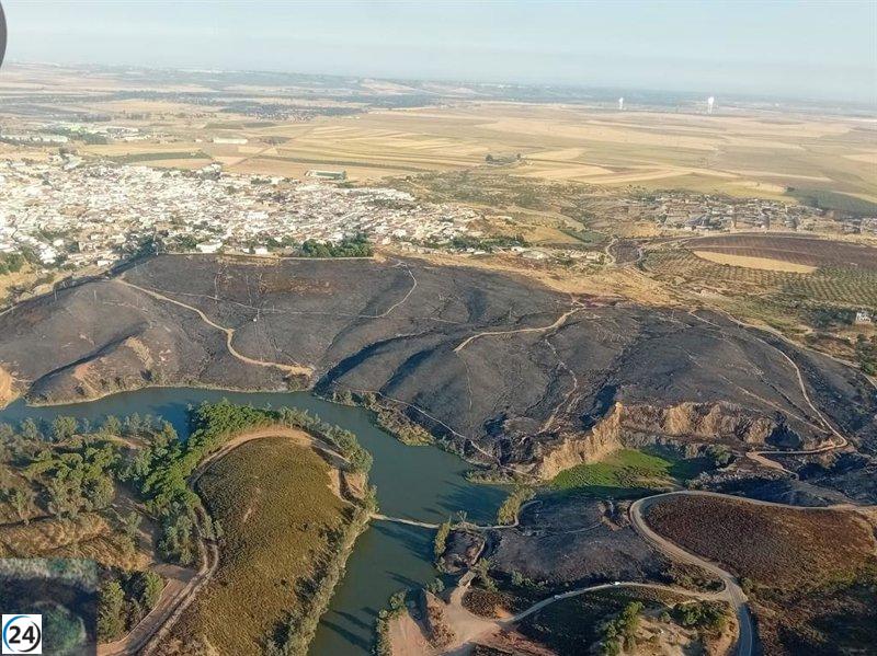 Infoca combate y extingue incendios en Aznalcóllar y Constantina, Sevilla.