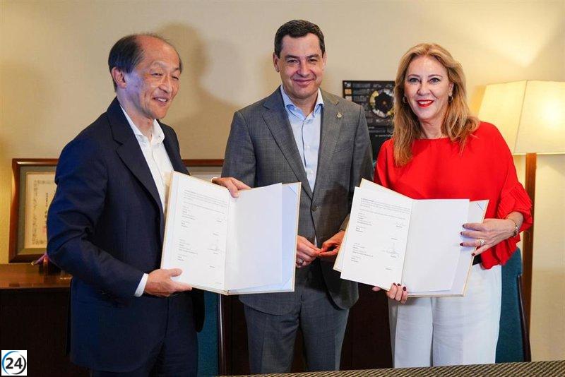 Moreno celebra la inversión de 80 millones de Hitachi en Córdoba y Bollullos, asegurando 380 puestos de trabajo.
