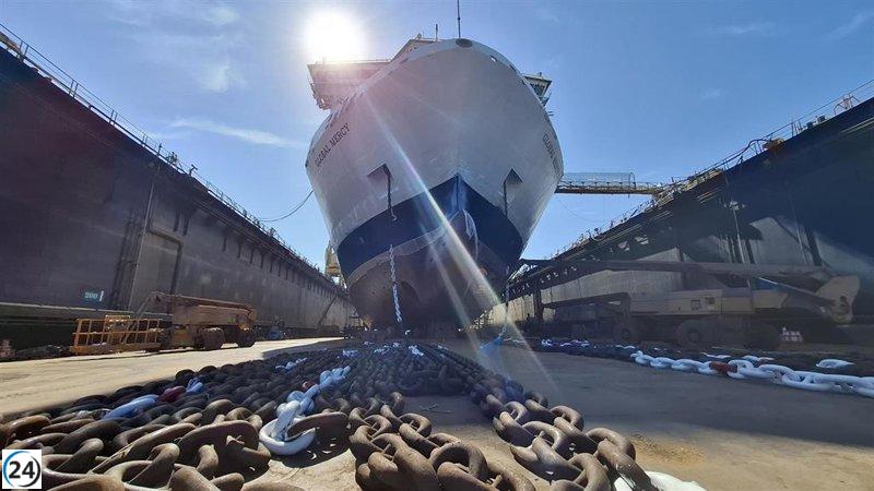 Navantia concluye en Cádiz la restauración del mayor barco hospital civil, el 'Global Mercy'.