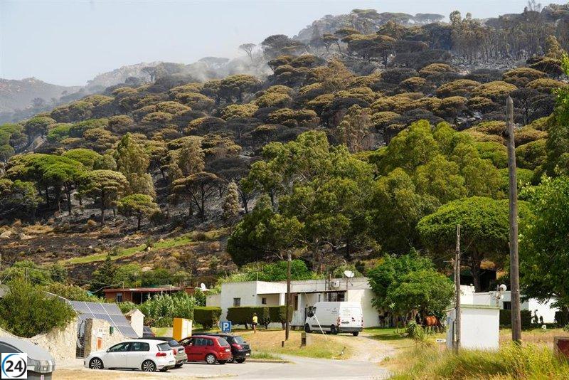 Inquietud en el turismo de Tarifa tras incendio que amenaza campings y hoteles en plena temporada alta.