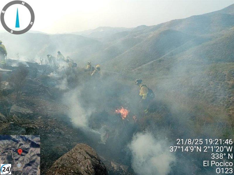 Apagan incendio en El Pocico, Lubrín, tras siniestro previo en julio.
