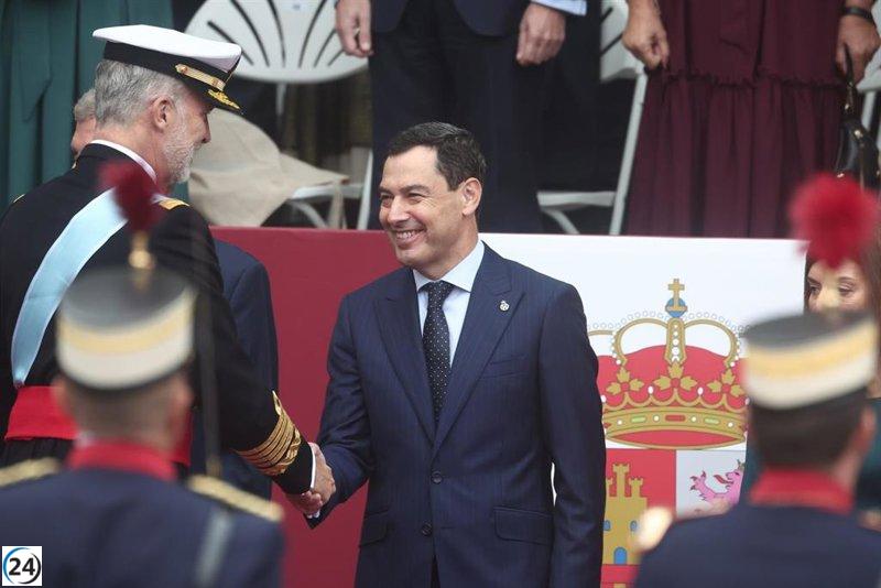 Moreno celebra la Fiesta Nacional en Madrid y rinde homenaje a las Fuerzas Armadas por su dedicación.