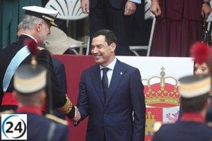 Moreno celebra la Fiesta Nacional en Madrid y rinde homenaje a las Fuerzas Armadas por su dedicación.