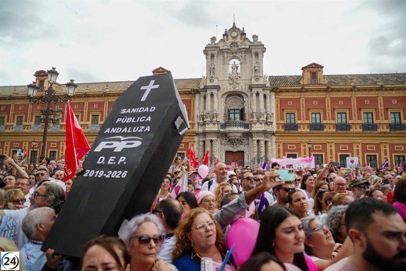 Multitudinaria protesta en San Telmo exige respuestas urgentes en cribados.