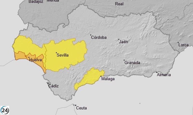 Andalucía implementa medidas ante riesgo de inundaciones con alerta naranja en Huelva.