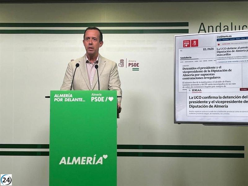 El PSOE demanda la renuncia inmediata de militantes del PP tras el registro en la Diputación de Almería.