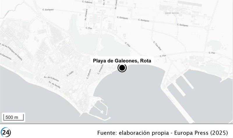 Hallan el cadáver de un septuagenario en la playa de Rota, Cádiz.