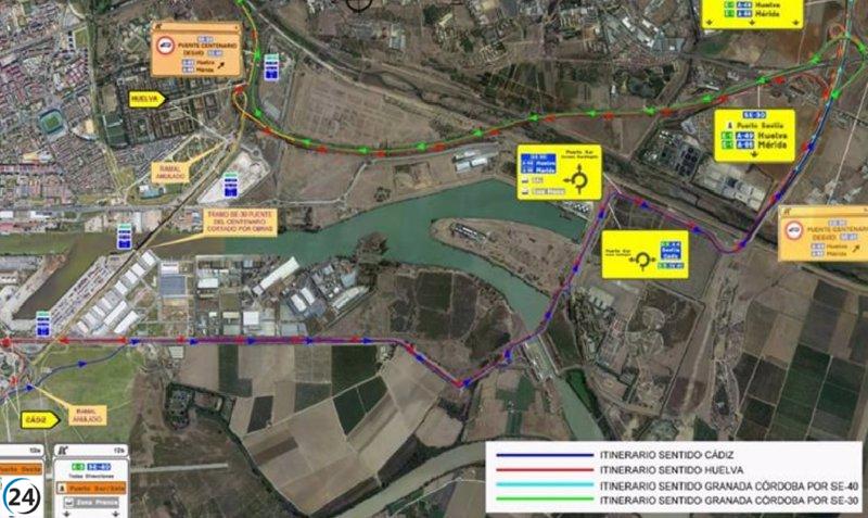 Sevilla: Obras del Puente del Centenario obligan a un corte total del tráfico en la SE-30 desde el lunes 7 de agosto