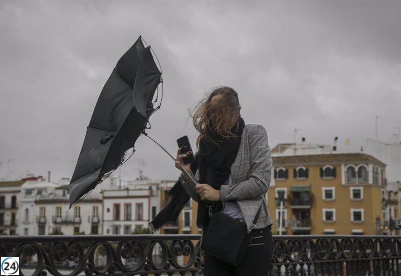 Advertencia de clima en Huelva: lluvias y en Cádiz, Córdoba y Sevilla: vientos.