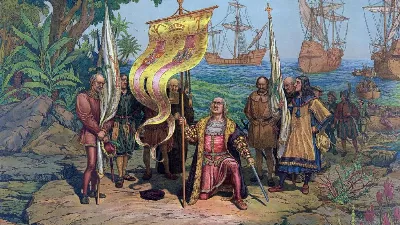 La llegada de Cristóbal Colón a la costa andaluza